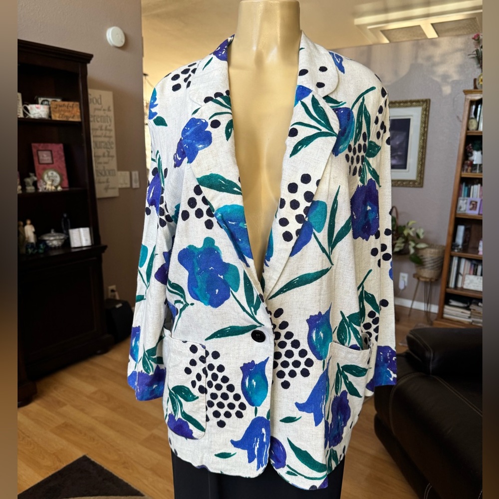 Options Melrose floral long sleeve jacket w/pockets-size L